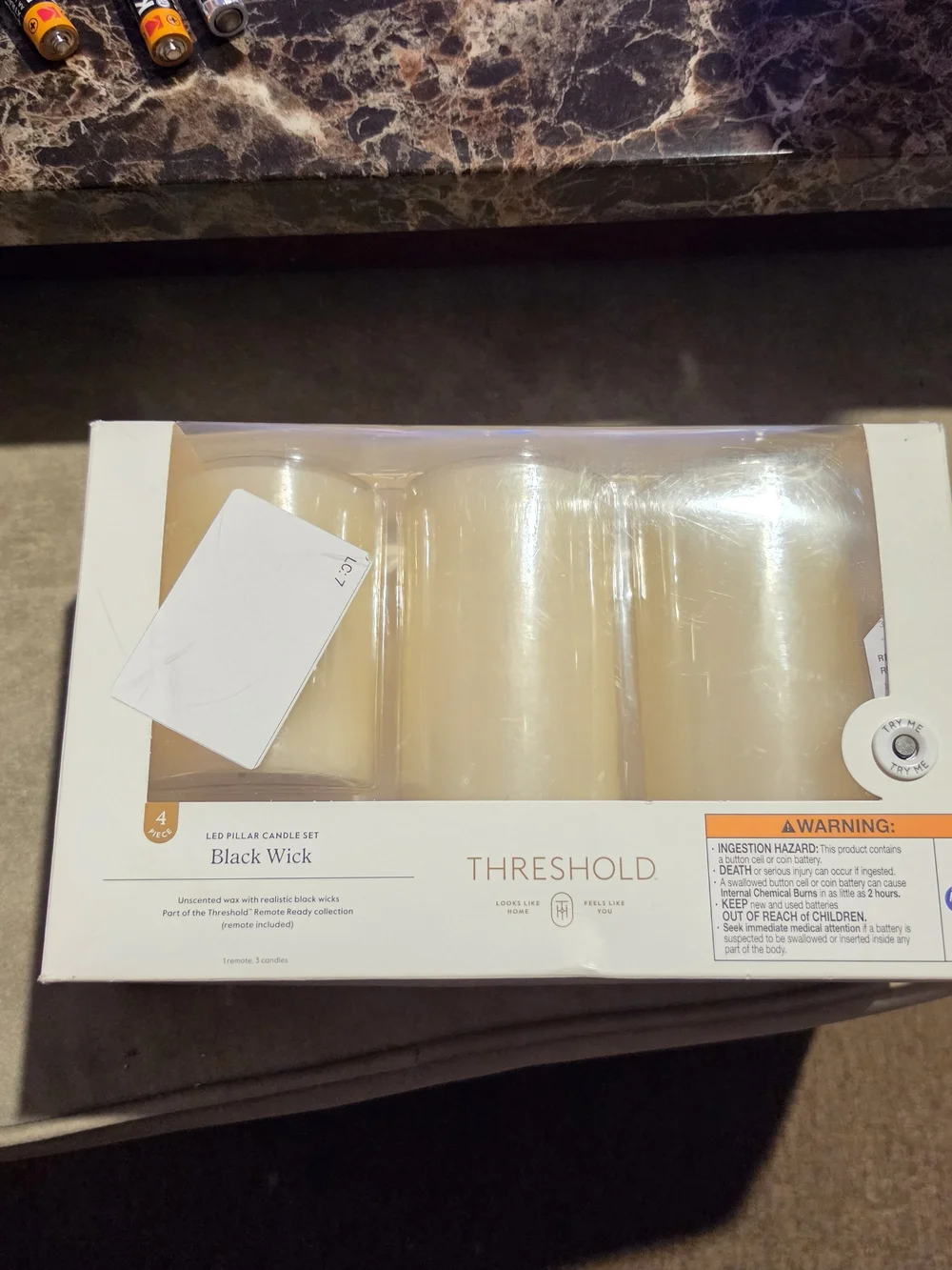Threshold Warm Yellow LED Pillar Candle Set - 3 Pack